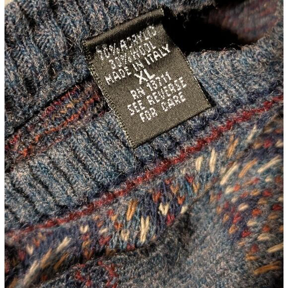 Brandini Wool Sweater Mens XL Brown Black Lightweight Knit Crew Cosby Italy - Picture 6 of 9